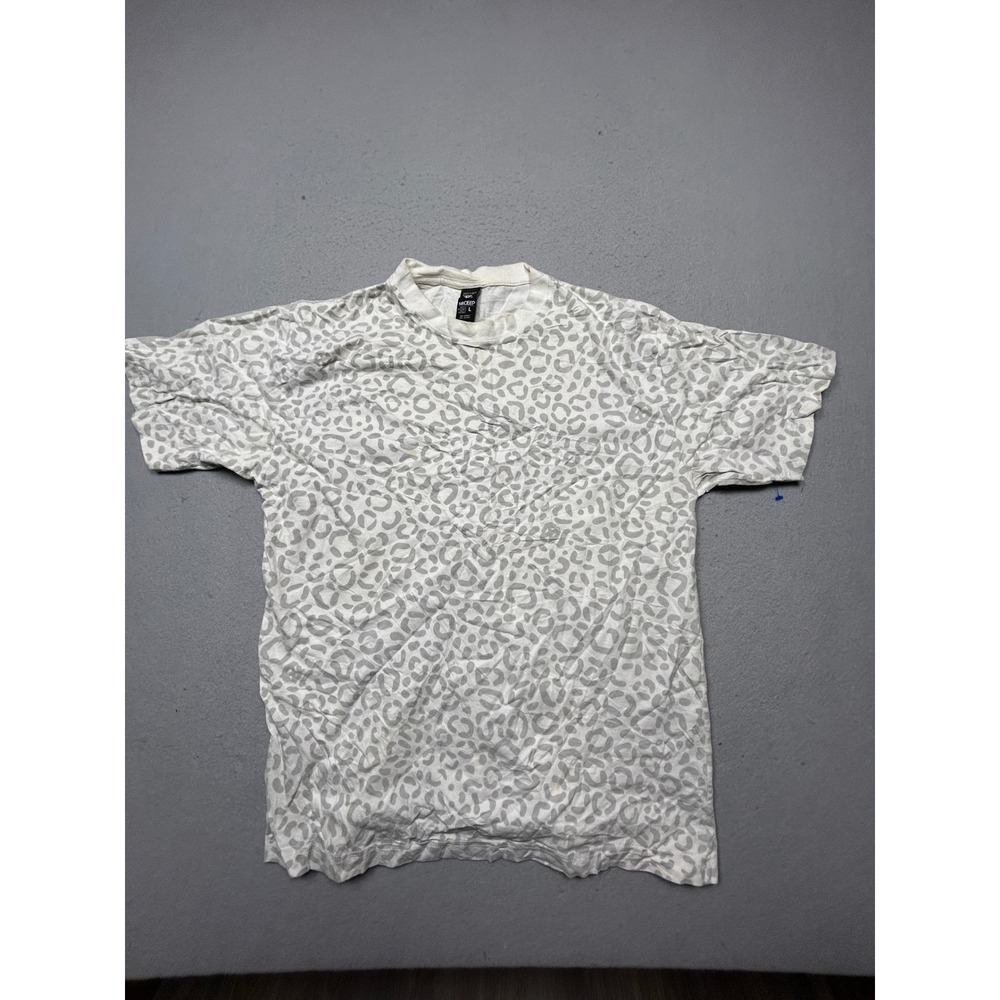 10.Deep T Shirt 100% Cotton Leopard Print White Grey Large Mens